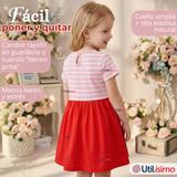 Vestido Manga Corta Casual Rosado Fresa Verano Niña 2 a 7 años