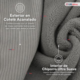 Calza Acanalada Cotelé Polar Con Chiporro Térmica Mujer Elásticada Gris Melange