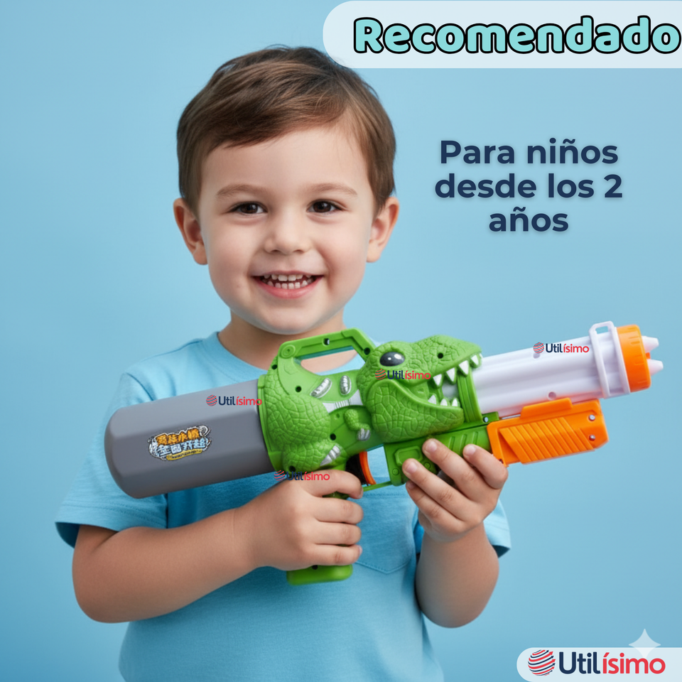 Pistola Lanza Agua Dinosaurio Color Verde Juguete 40cm Niño