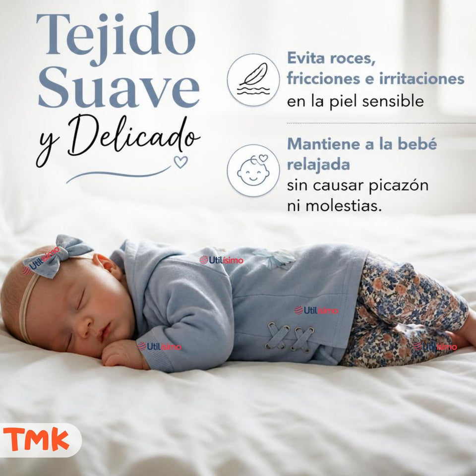 Conjunto 2 Piezas Polerón y Pantalón Buzo 100% Algodón Bebé Niña Tedmimak Blue girl