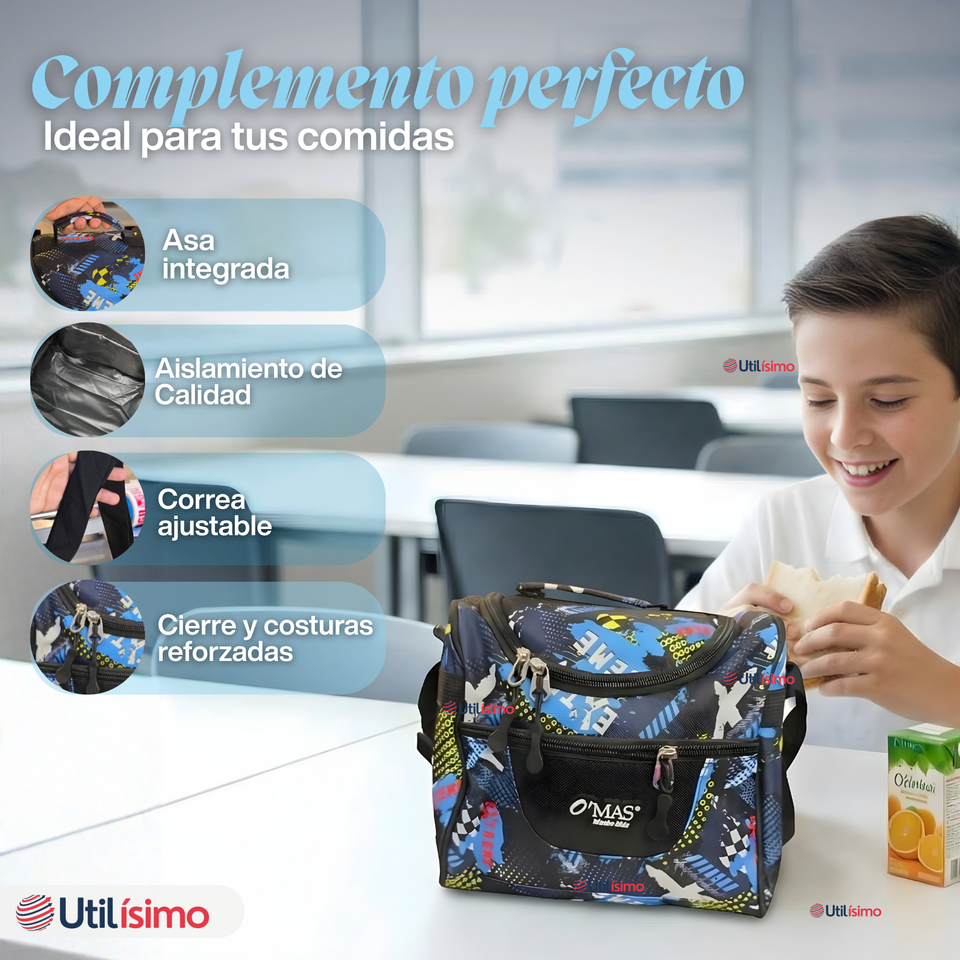 Mochila Bolso Escolar + Lonchera + Estuche 45Cm Niño Tela Oxford Extreme