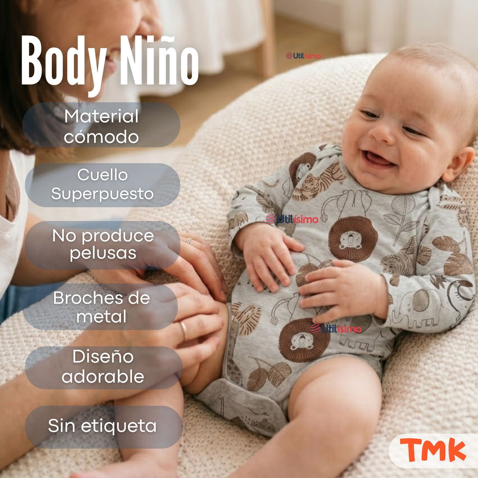 Pack 4 Bodys Manga Larga 100% Algodón Tedmimak Sweet Nature Bebé Niño