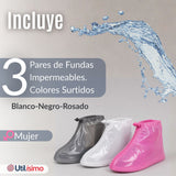 Pack 3 Pares Fundas Cubre Calzado Impermeables Aislante Lluvia Surtido Mujer