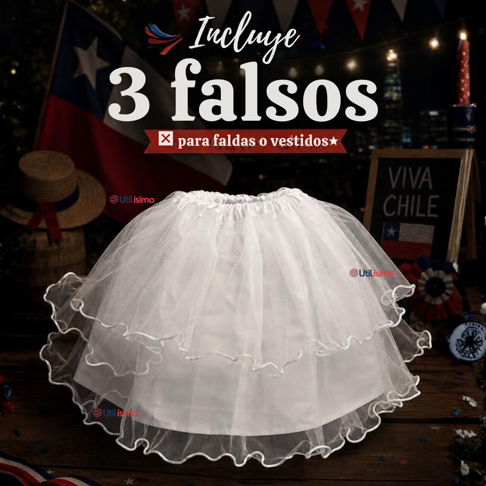Pack 3 Falsos Para Faldas Niña Trajes Típicos Fiestas Patrias