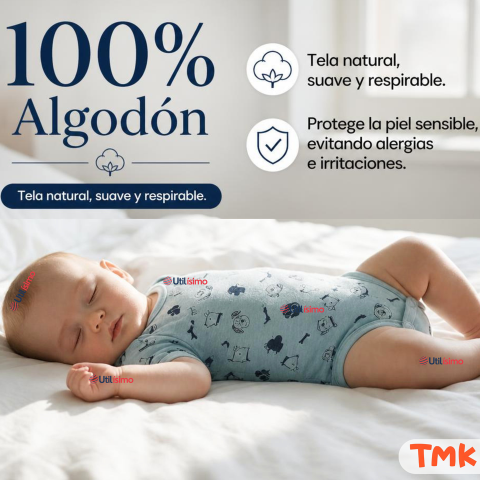 Pack 5 Bodys Manga Corta %100 Algodón Tedmimak Niño Playful Pups