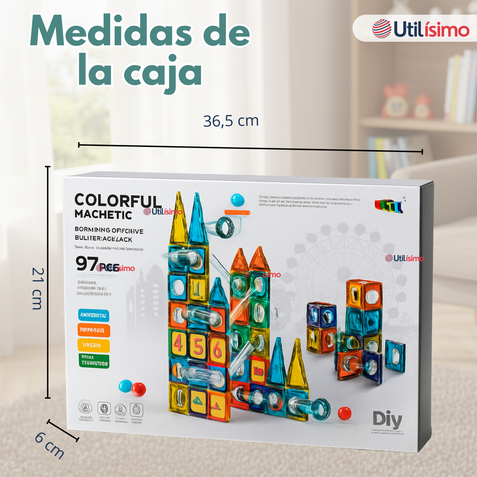 Juego Bloques De Construcción Magnéticos 3D 97 Piezas para Niño o Niña