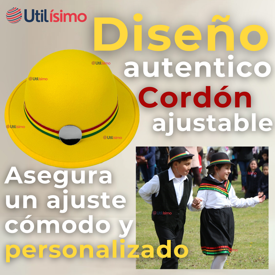 Sombrero Nortino Fiestas Patrias Gorro Niña Baile Danzas Amarillo