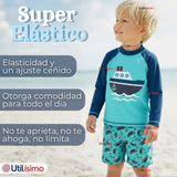 Traje de Baño Manga Larga Pantalón Corto 2 Piezas Corte Split Niño 3 a 9 años Blue Boat