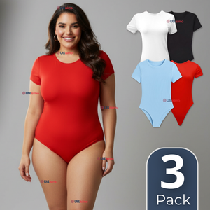 Pack 3 Bodys Ajustables Moldeador 100% Bambú Cuello Redondo Manga Corta Mujer Colores Surtidos