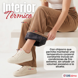 Pantalón Cotelé Palazzo Polar Con Chiporro Elasticado Térmico Café