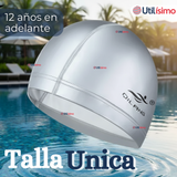 Gorro Gorra Natación Baño Poliuretano Color Plateado 12 Años En Adelante Unisex