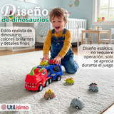 Camión De Dinosaurio 8 Mini Coches 2 Niveles Música Luces Juguete Niño