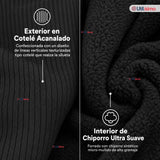 Calza Acanalada Cotelé Polar Con Chiporro Térmica Mujer Elásticada Negra
