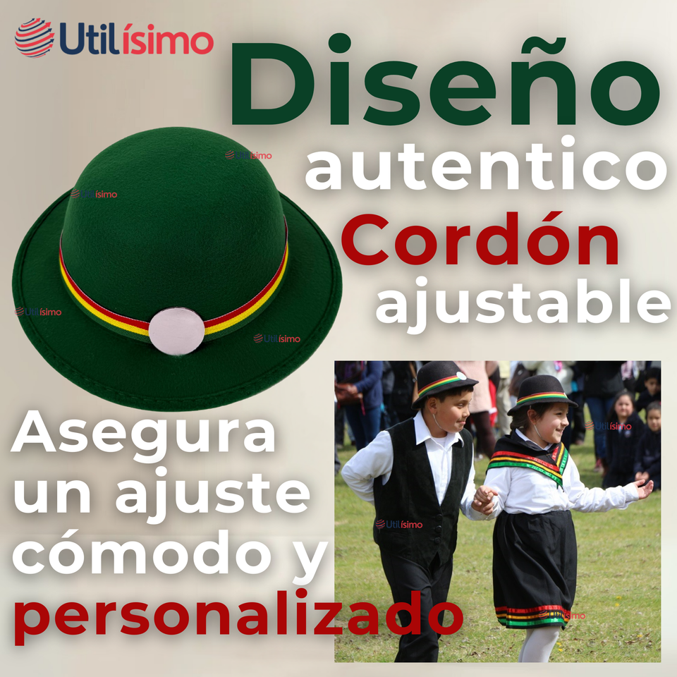 Sombrero Nortino Fiestas Patrias Gorro Niña Baile Danzas Verde