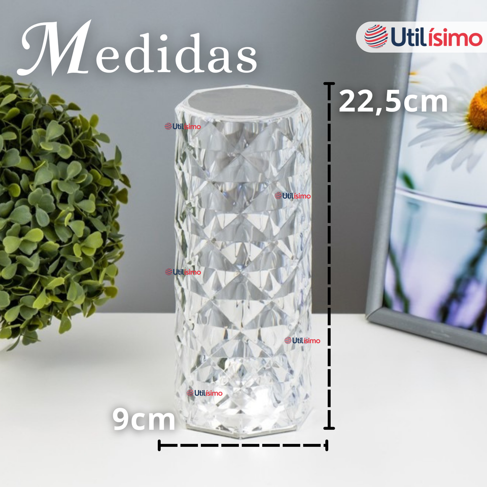 Lámpara Cristal Táctil USB Transparente Para Mesa