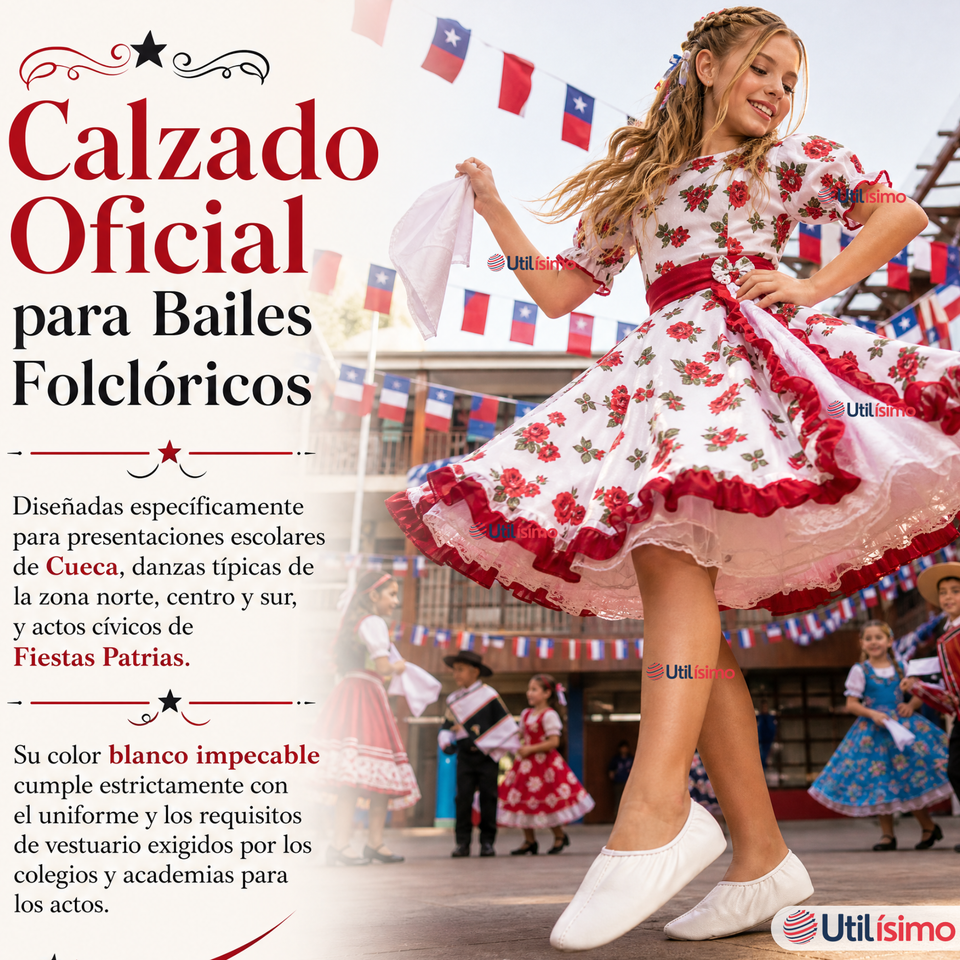 Zapatillas Chicle Blancas Juvenil Bailes Danza Fiestas Patrias Talla 36-41