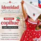 Pack 3 Pañuelos Baile Cueca 36cm Bordado Flor Copihue Algodón Fiestas Patrias