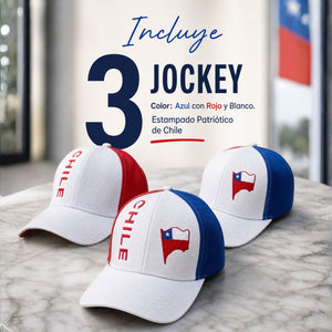 Pack 3 Jockey Gorro Hombre Bandera De Chile Bordado Tricolor