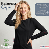 Pack 3 Camisetas Poleras Bambú Primera Capa Manga Larga Negro Mujer