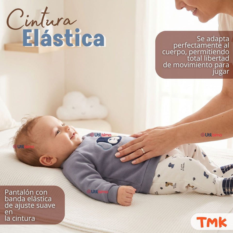 Conjunto Buzo Polerón 2 Piezas Bebé Niño Tedmimak Cute Dog
