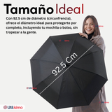 Paraguas Mate Grande 92,5 Cm Sombrilla Automática Mango Largo Negro
