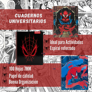 Pack 10 Cuadernos Universitarios SpiderMan 100 Hojas Proarte Diseño Surtido