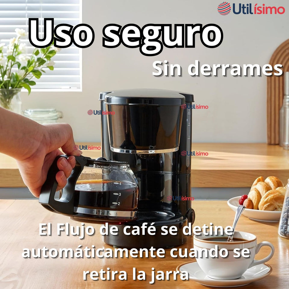 Cafetera Eléctrica 6 Tazas 600W de Potencia Con Filtro Reutilizable