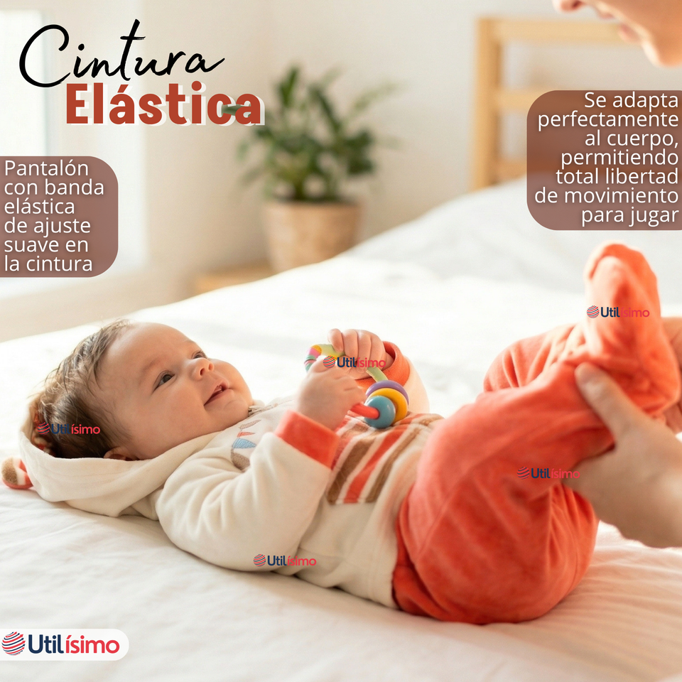 Conjunto 2 Piezas Buzo Pantalón Y Polerón Con Capucha Tela Plush Bebé Niño