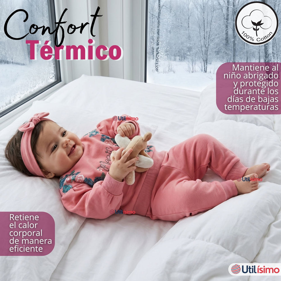 Conjunto 2 Piezas Buzo Pantalón Polerón Algodón Tedmimak Bebé Niña