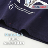Polera Manga Larga Niño 100% Algodón Dinosaurio Azul Camiseta