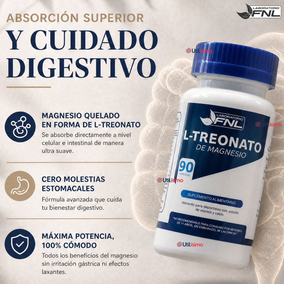 L-Treonato De Magnesio FNL 90 Capsulas Stress Fatiga Sabor Natural