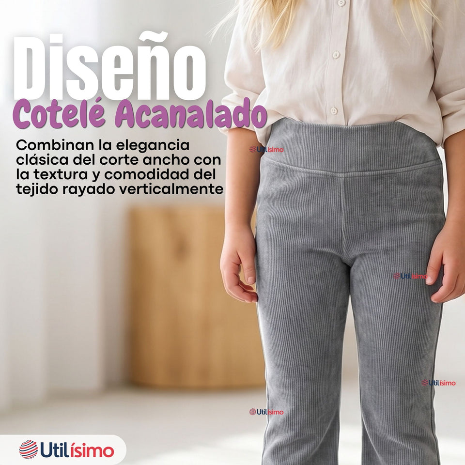 Calza Palazzo Polar Con Chiporro  Niña Juvenil Elasticada Térmica Melange