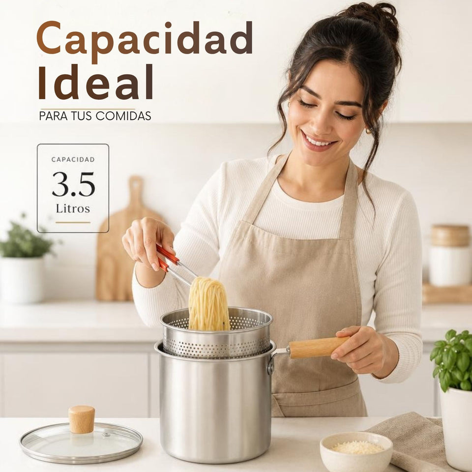 Olla Freidora Multiusos 3 en 1 Capacidad 3.5L Acero Inoxidable