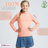 Pack 3 Poleras Camisetas Bambú Salmón Cuello Beatle Primera Capa  Manga Larga Niña