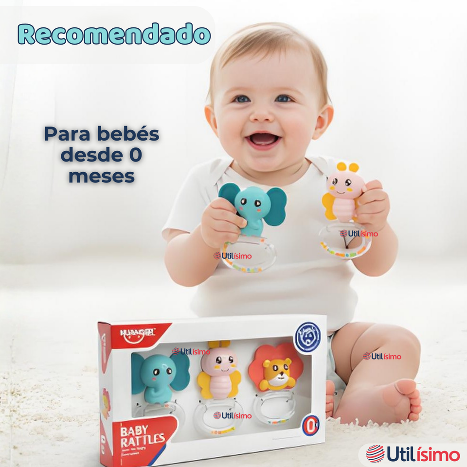 Set 3 Piezas Sonajeros Bebé Cascabel Juguetes Niño y Niña