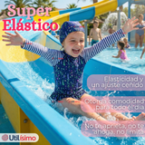 Traje de Baño Enterito Cremallera Manga Larga Con Gorro Niña 1 a 8 años Blue Flowers