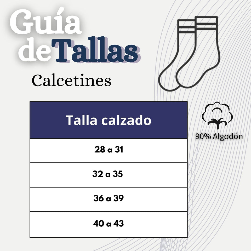 Calcetín Escolar Corto Algodón Azul Niño y Niña