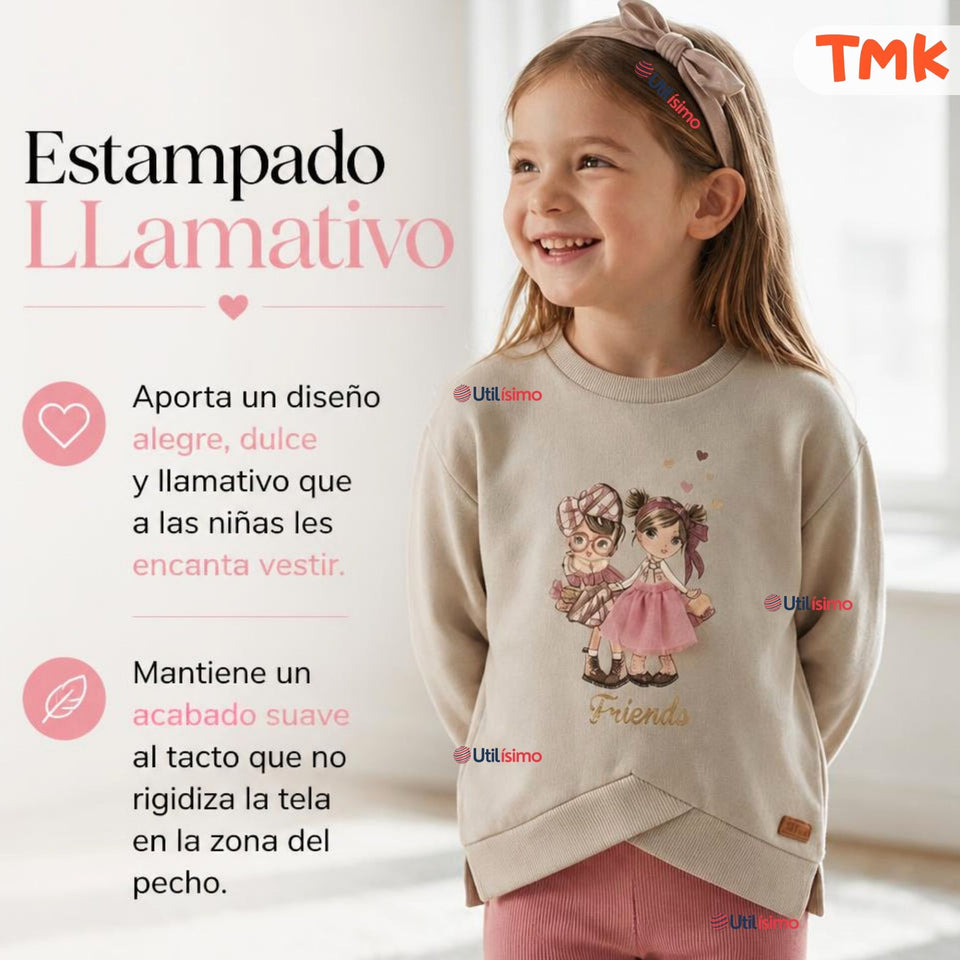 Conjunto 2 Piezas Polerón y Pantalón Buzo 100% Algodón Tedmimak Niña Pretty Adorable