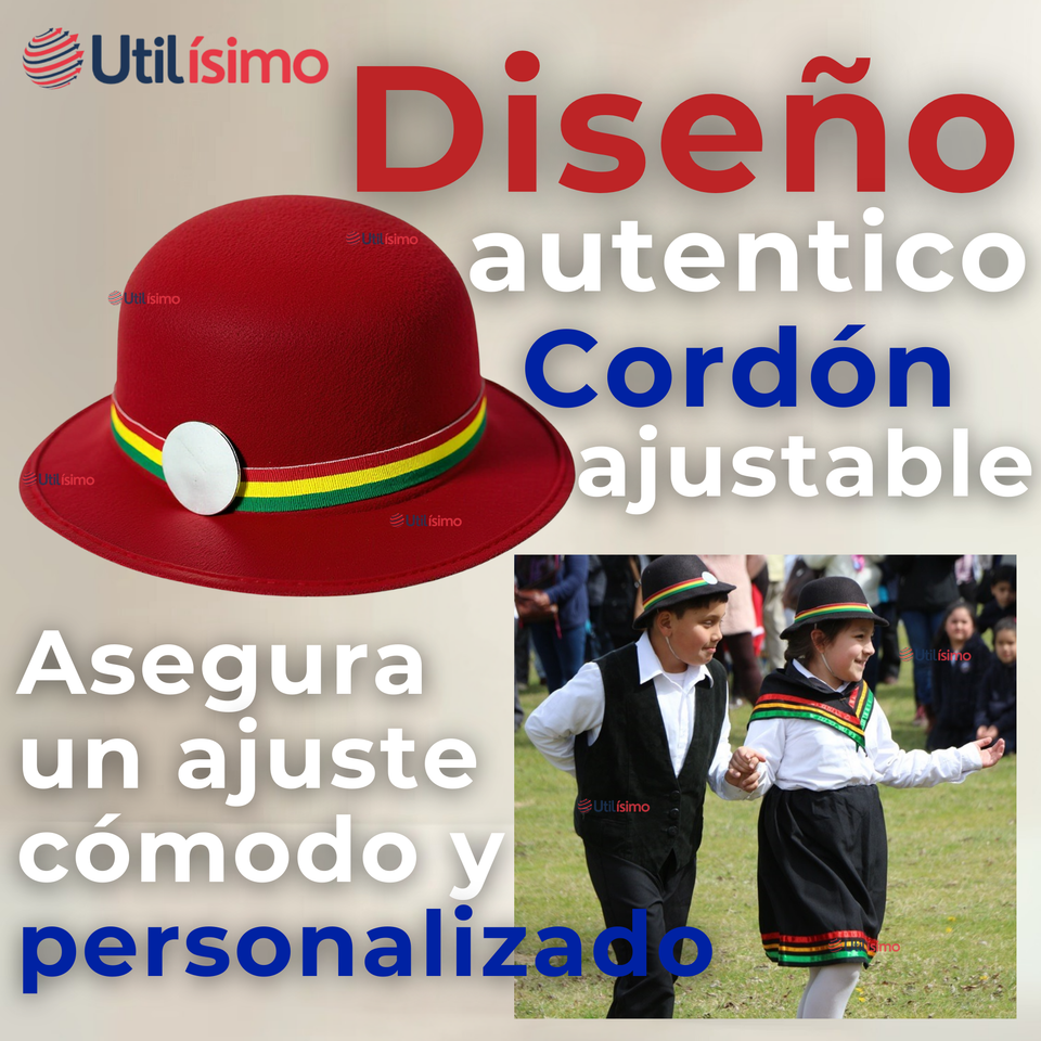 Sombrero Nortino Fiestas Patrias Gorro Niña Baile Danzas Rojo