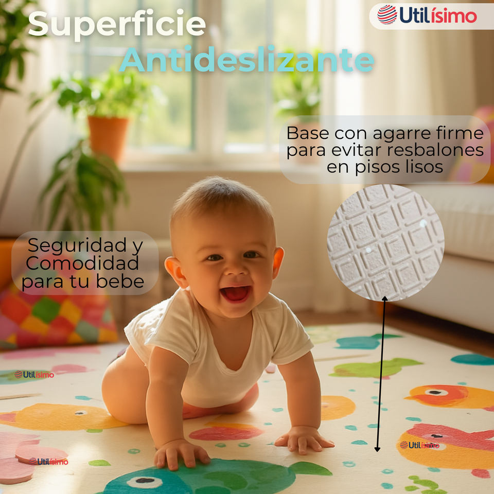 Alfombra Antigolpe Tapete Plegable Reversible para Bebés 200cm