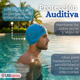 Gorro Gorra Natación Con Protector De Orejas Silicona Azul 12 años En Adelante