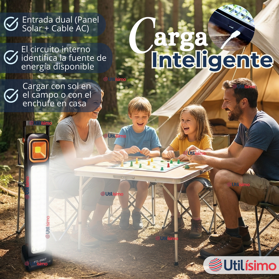 Lampara Luz De Emergencia Focos 48 Led Carga Híbrida Solar USB 30W