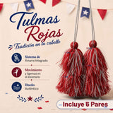 Pack 6 Tulmas Peinado Accesorio Sambo Caporal Rojo Baile Típico