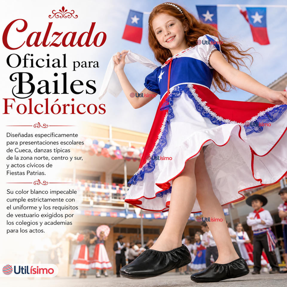 Zapatillas Chicle Negras Niña Bailes Danza Fiestas Patrias Talla 30-35