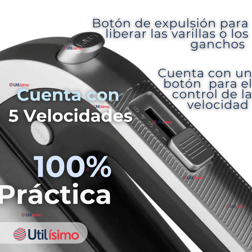Batidora Electrica 5 Velocidades De Mano RAF Acero Inoxidable Mutifuncional