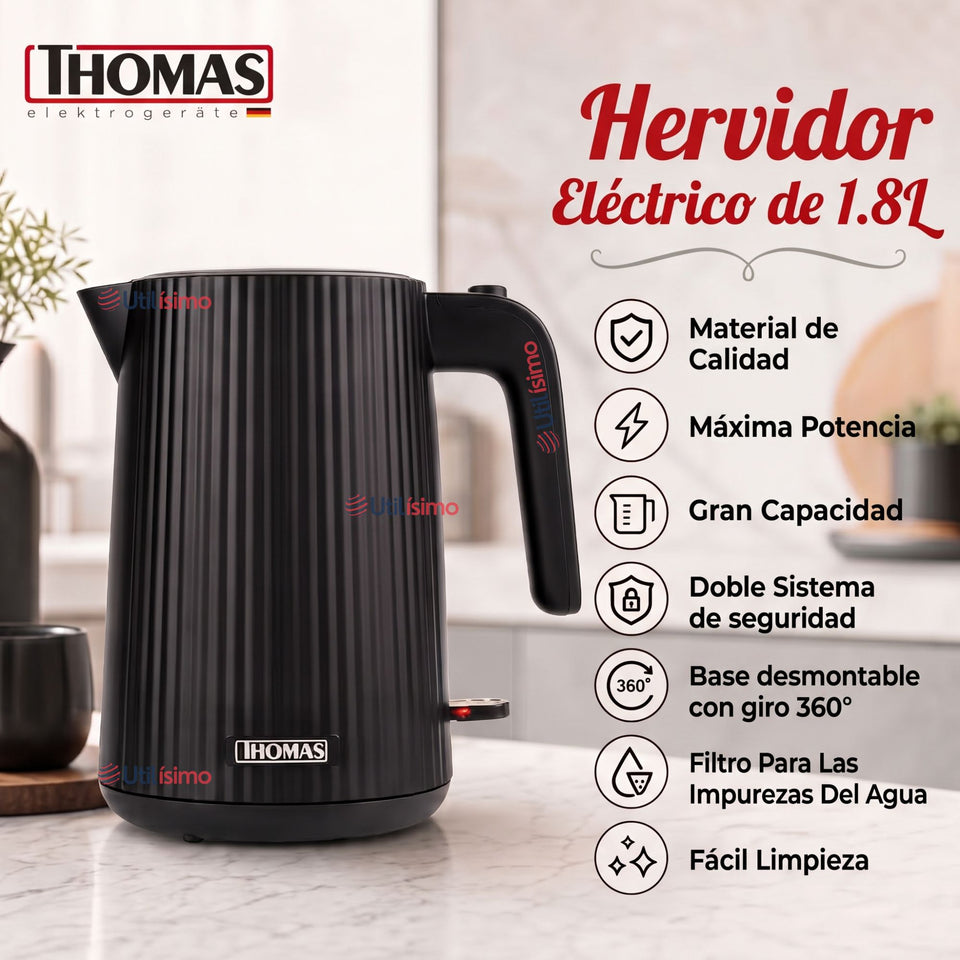 1 Hervidor eléctrico Thomas® Capacidad 1.8 L Acero Inoxidable