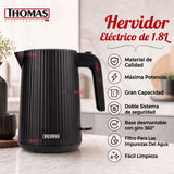 1 Hervidor eléctrico Thomas® Capacidad 1.8 L Acero Inoxidable