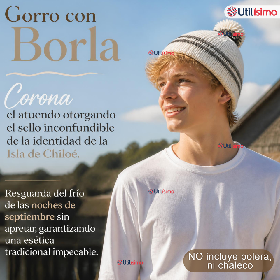 Set Chilote De Gorro Polainas Tipico Juvenil Fiestas Patrias