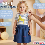 Vestido Manga Corta Casual Azul Unicornio Lentejuela Verano Niña 2 a 7 años