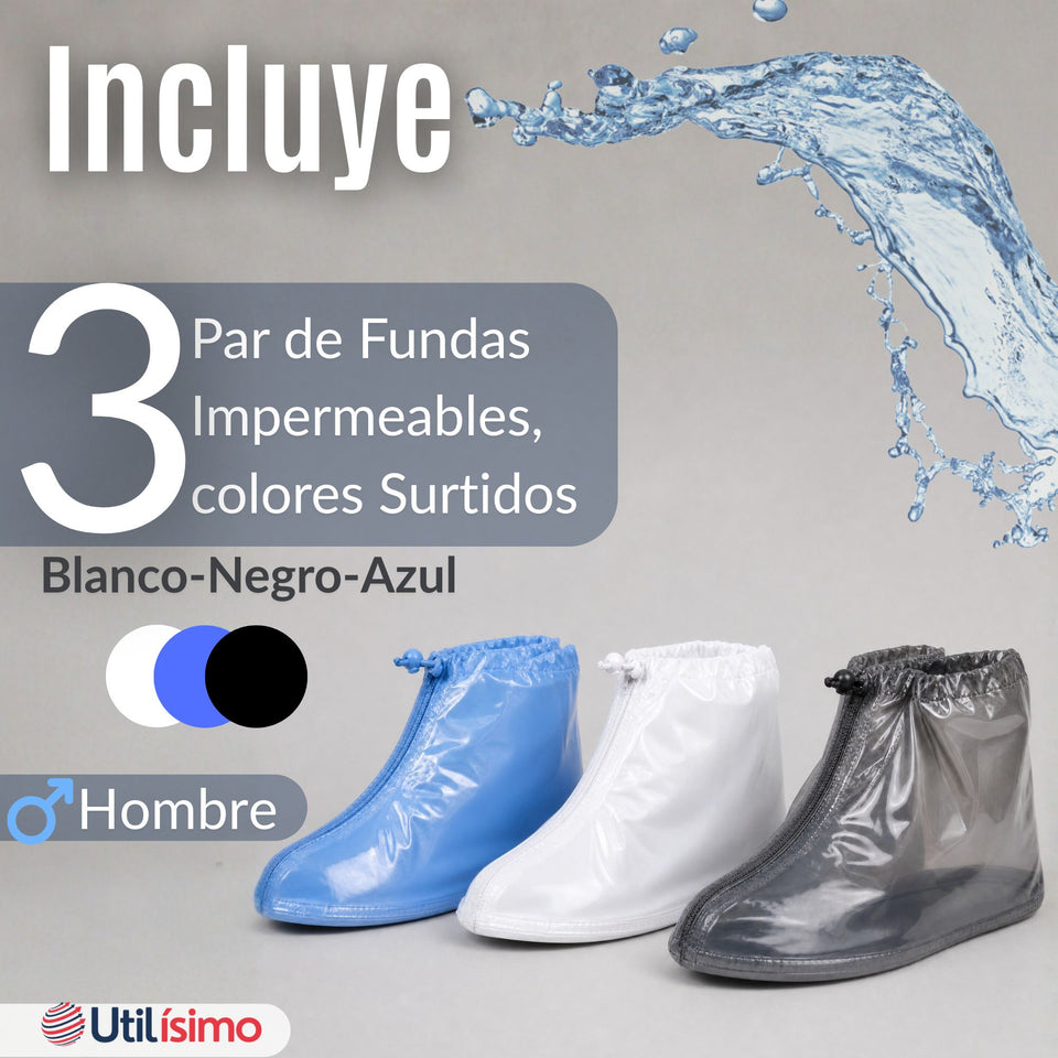 Pack 3 Pares Fundas Cubre Calzado Impermeables Aislante Lluvia Surtido Hombre